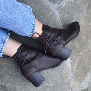 Chocolate Brown Ankle Boots with Laces